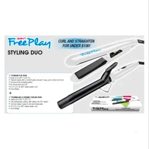NWT 🌺 Avanti Free Play Stylish Duo 1" Flat Iron & Curling Wand